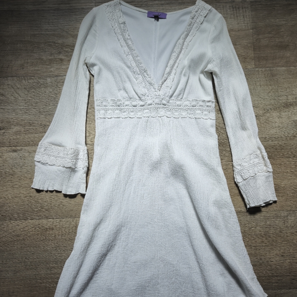 Gauzy Cotton White Lace Trim Cotton Dress - Picture 8 of 9